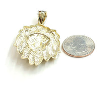 Load image into Gallery viewer, New 10k yellow solid Gold lion head face zodiac Pendant charm fine jewelry 9.6g