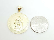 Load image into Gallery viewer, 10k yellow gold round saint Cristopher pendant fine religious jewelry 1.16" 4.9g