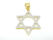 Load image into Gallery viewer, 14k yellow gold star of David Israel pendant Cubic zirconia fine jewelry 3.8g