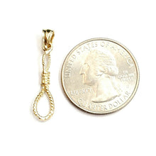 Load image into Gallery viewer, New 14k yellow Gold Noose rope 3D Pendant charm fine jewelry gift unisex 0.9g