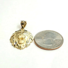 Load image into Gallery viewer, 14k yellow solid Gold lion Leo head face Pendant charm fine gift jewelry 3.1g