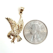 Load image into Gallery viewer, 14k yellow Gold eagle Pendant charm gift fine jewelry unisex diamond cut 2.2g