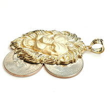 Load image into Gallery viewer, 14k yellow solid Gold lion Leo head face zodiac Pendant charm fine jewelry 13.7g