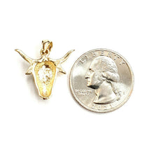 Load image into Gallery viewer, New 14k yellow Gold taurus bull head zodiac Pendant charm fine gift jewelry 3.7g