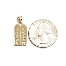 Load image into Gallery viewer, 14k yellow gold tablets of law ten commandments Jewish Israel torah pendant 1.5g