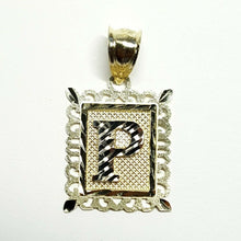 Load image into Gallery viewer, 10k two tone gold initial P pendant alphabet charm diamond cut fine jewelry 1.9g