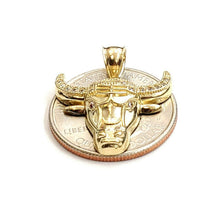 Load image into Gallery viewer, 10k yellow Gold Taurus bull zodiac Pendant cubic zirconia fine gift jewelry 2.8g