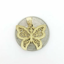 Load image into Gallery viewer, 14k two tone solid Gold butterfly full body Pendant charm fine gift jewelry 1.9g