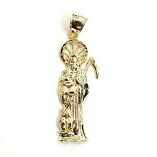 Load image into Gallery viewer, 10k yellow gold Santa Muerte holy death Pendant fine gift jewelry unisex 3.9g
