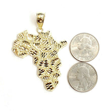Load image into Gallery viewer, 10k yellow gold nugget Africa continent outline map pendant charm jewelry 9.2g