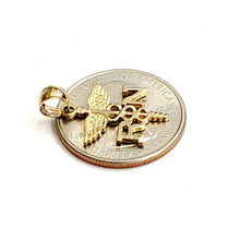 Load image into Gallery viewer, 14k yellow Gold RN caduceus medical sign nurse Pendant charm fine jewelry 1.5g