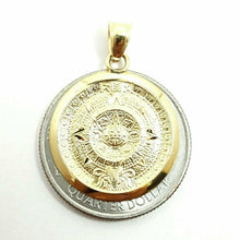 Load image into Gallery viewer, 14k yellow solid Gold Aztec Mayan sun calendar pendant fine jewelry 0.81" 2.4g