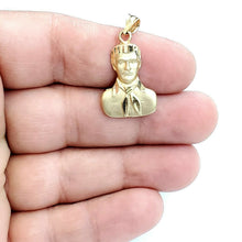 Load image into Gallery viewer, 14k yellow gold Jesus Malverde Narco saint Sinaloa pendant charm fine gift 2.2g