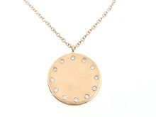 Load image into Gallery viewer, 14k rose Gold 0.09ct Diamond name tag ID women necklace 18" adjustable chain