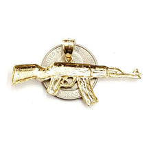 Load image into Gallery viewer, 14k yellow Gold AK-47 machine gun military rifle Pendant charm fine gift 4.3g