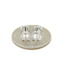Load image into Gallery viewer, 14k white Gold 0.06Ct Diamond horseshoe stud Earrings gift Push Back Fastening