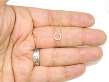 Load image into Gallery viewer, 14k yellow Gold 0.06Ct Diamond horseshoe necklace gift luck 18" adjustable chain