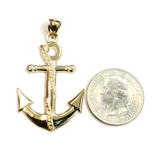 Load image into Gallery viewer, New 14k yellow Gold anchor Pendant polished charm gift fine jewelry 4.1g