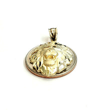 Load image into Gallery viewer, 14k yellow solid Gold lion Leo head face Pendant charm fine gift jewelry 3.1g