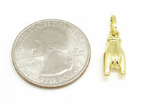 Load image into Gallery viewer, New 14K Yellow Gold 3D hollow Mano Cornuto horn Hand Sign Charm pendant 0.8g