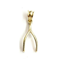 Load image into Gallery viewer, New 10k yellow Gold solid wishbone pendant lucky good luck fine gift jewelry 1g