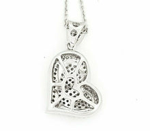 Load image into Gallery viewer, 14k white Gold 0.28Ct Diamond heart necklace gift for her 18" adjustable chain