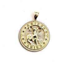 Load image into Gallery viewer, 10k yellow solid Gold round Ram Aries Zodiac Sign Pendant fine jewelry 2.4g
