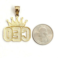 Load image into Gallery viewer, New 10k yellow Gold CEO crown word Pendant charm diamond cut fine jewelry 5.6g
