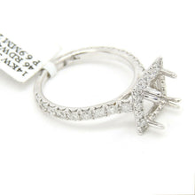 Load image into Gallery viewer, 1.14Ct Natural Diamond 14k White Gold Semi Mount halo Ring square center sz 6.5