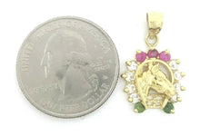 Load image into Gallery viewer, 14k yellow Gold horseshoe Pendant cubic zirconia lucky gift fine jewelry 2.2g