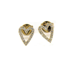 Load image into Gallery viewer, New 14k yellow Gold 0.12Ct Round Diamond heart stud Earrings Push Back Fastening