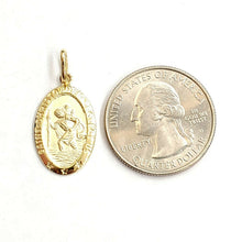 Load image into Gallery viewer, 14k yellow gold oval saint Christopher pendant charm fine religious jewelry 2.4g