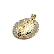 Load image into Gallery viewer, New 14k yellow Gold lion head face with crown Leo Pendant charm fine gift 2.4g