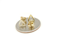 Load image into Gallery viewer, New 14k yellow Gold 0.12Ct Round Diamond heart stud Earrings Push Back Fastening