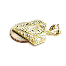 Load image into Gallery viewer, 10k yellow gold diamond shape pendant charm fine gift jewelry diamond cut 3.8g