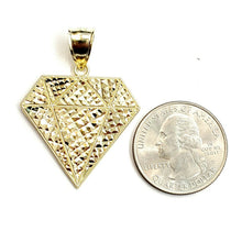 Load image into Gallery viewer, 10k yellow gold diamond shape pendant charm fine gift jewelry diamond cut 3.8g