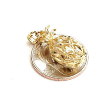 Load image into Gallery viewer, New 14k yellow gold pineapple 3D diamond cut fruit pendant charm fine jewelry 3.9g