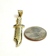 Load image into Gallery viewer, New 10k yellow Gold dagger knife Pendant charm fine gift jewelry for men 3.6g