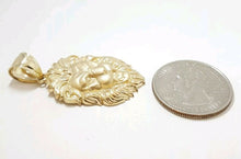 Load image into Gallery viewer, 14k yellow solid Gold lion Leo head face zodiac Pendant charm fine jewelry 4.6g