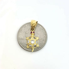 Load image into Gallery viewer, 14k yellow gold turtle full body pendant cubic zirconia fine jewelry 1.5g