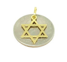 Load image into Gallery viewer, 14k yellow gold star of David Jewish Israel charm pendant religious jewelry 0.9g