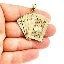 Load image into Gallery viewer, 14k yellow Gold royal flush spade A K Q J 10 poker cards Pendant jewelry 8.2g