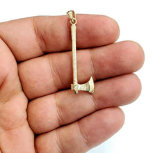 Load image into Gallery viewer, New 14k Yellow Gold 3D AXE Pendant charm tool fine jewelry 2.5g