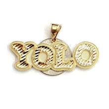 Load image into Gallery viewer, 10k yellow Gold YOLO word Pendant You only live once diamond cut jewelry 7.2g