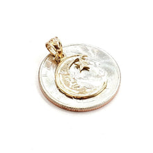 Load image into Gallery viewer, New 14k yellow gold moon and star pendant charm astronomy gift fine jewelry 1.1g
