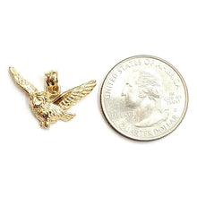 Load image into Gallery viewer, 14k yellow gold owl full body open wings pendant charm gift fine jewelry 2.5g