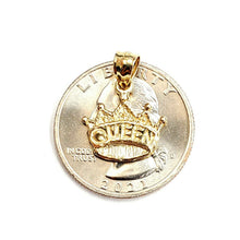 Load image into Gallery viewer, 14k yellow Gold Tiny Queen Crown Tiara Pendant charm gift fine jewelry 1.1g