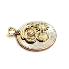 Load image into Gallery viewer, 14k yellow gold sun moon shooting star planets pendant charm fine jewelry 2.1g