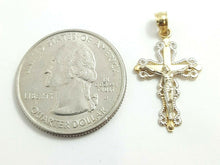 Load image into Gallery viewer, New 14k gold two tone cross jesus pendant charm fine gift religious jewelry 1.3g
