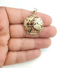 Load image into Gallery viewer, New 10k yellow gold round globe planet earth world map pendant jewelry 1.08" 3g